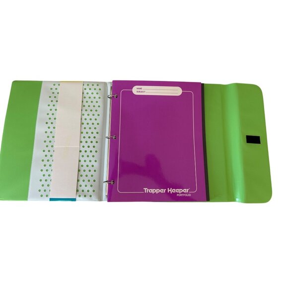 Mead Original Trapper Keeper Binder Retro Portfolio Style Purple Green Cheetah - Picture 4 of 6